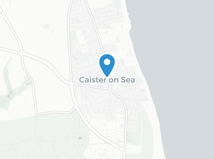 Map showing Caister-on-Sea, Norfolk