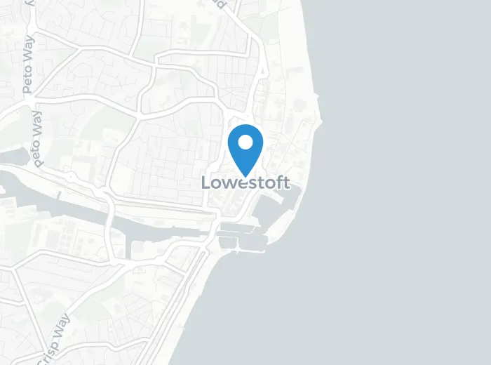 Map showing Lowestoft, Suffolk