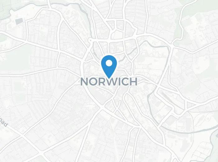 Map showing Norwich, Norfolk