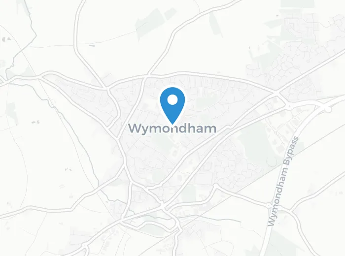 Map showing Wymondham, Norfolk
